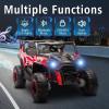 imagePOSTACK 24V 2 Seater Ride On Car with Remote Control 4WD Ride On Toys for Big Kids 4x4 Battery Powered Electric UTV for Boys Girls Off Road Truck with 3 Speeds Bluetooth PinkRed