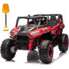 imagePOSTACK 24V 2 Seater Ride On Car with Remote Control 4WD Ride On Toys for Big Kids 4x4 Battery Powered Electric UTV for Boys Girls Off Road Truck with 3 Speeds Bluetooth PinkRed