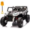 imagePOSTACK 24V 2 Seater Ride On Car with Remote Control 4WD Ride On Toys for Big Kids 4x4 Battery Powered Electric UTV for Boys Girls Off Road Truck with 3 Speeds Bluetooth PinkWhite