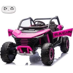 imagePOSTACK 2 Seater Ride on Car with Remote Control XXL 24V 7Ah 4WD Battery Powered Vehicles for Kids to Drive Outdoor Riding Toys for Toddlers Boys Girls wBluetooth LED Lights PinkPink