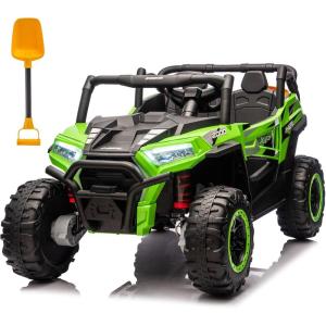 imagePOSTACK 24V 2 Seater Ride On Car with Remote Control 4WD Ride On Toys for Big Kids 4x4 Battery Powered Electric UTV for Boys Girls Off Road Truck with 3 Speeds Bluetooth PinkGreen