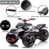 imagePOSTACK 24V Kids ATV 3 Wheeler Ride on Motorcycle Battery Powered Electric Bike Vehicle Ride on Toy Car for Toddler Boys Girls with Musi LED Light Blue24vblack