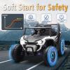 imagePOSTACK 12 Volt Battery Powered Ride On Car with Remote Control Ride On UTV Toys for Toddlers Boys Girls Off Road Electric Vehicle Kids to Drive with Bluetooth LED Lights 3 Speeds Music BlueWhite