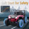imagePOSTACK 12 Volt Battery Powered Ride On Car with Remote Control Ride On UTV Toys for Toddlers Boys Girls Off Road Electric Vehicle Kids to Drive with Bluetooth LED Lights 3 Speeds Music BluePink
