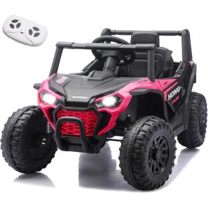 imagePOSTACK 12 Volt Battery Powered Ride On Car with Remote Control Ride On UTV Toys for Toddlers Boys Girls Off Road Electric Vehicle Kids to Drive with Bluetooth LED Lights 3 Speeds Music BluePink