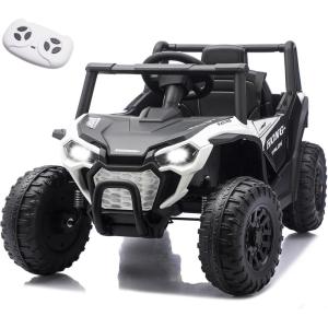 imagePOSTACK 12 Volt Battery Powered Ride On Car with Remote Control Ride On UTV Toys for Toddlers Boys Girls Off Road Electric Vehicle Kids to Drive with Bluetooth LED Lights 3 Speeds Music BlueWhite