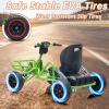 imagePOSTACK 24V Go Kart for Kids 150W2 Extra Powerful Motors Outdoor Ride On Toy 8Ah Battery 8MPH HeavyDuty Steel Frame TwistGrip Throttle EVA Tires Adjustable Seat BlueGreen