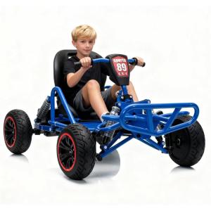 imagePOSTACK 24V Go Kart for Kids 150W2 Extra Powerful Motors Outdoor Ride On Toy 8Ah Battery 8MPH HeavyDuty Steel Frame TwistGrip Throttle EVA Tires Adjustable Seat BlueBlue