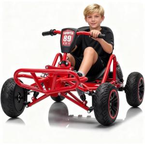 imagePOSTACK 24V Go Kart for Kids 150W2 Extra Powerful Motors Outdoor Ride On Toy 8Ah Battery 8MPH HeavyDuty Steel Frame TwistGrip Throttle EVA Tires Adjustable Seat BlueRed