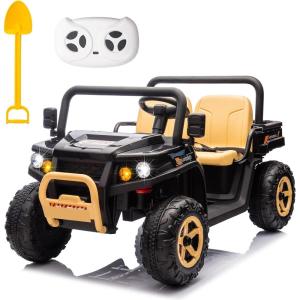 imagePOSTACK 24V 2 Seater Ride on Toy with Parental Remote Control Electric Dump Truck for Kids Battery Powered Electric Vehicle UTV for Kids to Drive wBluetooth Music BlackBlack