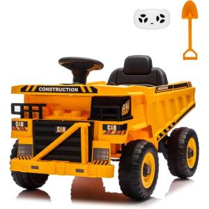 imagePOSTACK 12V Ride On Construction TruckBattery Powered Ride On Car with Remote Control Kids Electric Vehicle with Shovel Speaker Bluetooth MusicBoys Girls Gift 3 SpeedsBlue12v Yellow