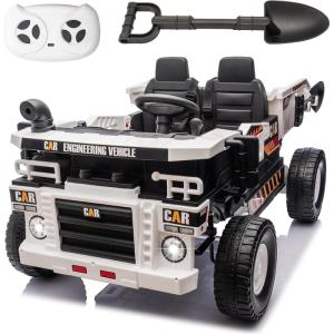 imagePOSTACK 12V Ride On Construction TruckBattery Powered Ride On Car with Remote Control Kids Electric Vehicle with Shovel Speaker Bluetooth MusicBoys Girls Gift 3 SpeedsBlueWhite