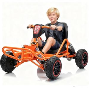 image:imagePOSTACK 24V Kids Go Kart Ride on Toy for Big Kids Outdoor 4 Wheel Bike Cart with 150W Brushless Motor HeavyDuty Steel Frame Adjustable Seat wSafety Belt TwistGrip Throttle PinkOrange
