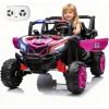 image:imagePOSTACK 24V Kids Ride on Car with Parent Remote Control 4WD OffRoad Police Car Side by Side Toddler Ride on Toy for Girls Boys with LED Police Lights Speaker Music PinkPink