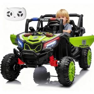 image:imagePOSTACK 24V Kids Ride on Car with Parent Remote Control 4WD OffRoad Police Car Side by Side Toddler Ride on Toy for Girls Boys with LED Police Lights Speaker Music PinkGreen