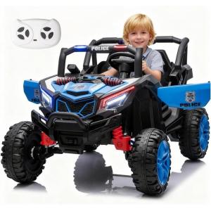 image:imagePOSTACK 24V Kids Ride on Car with Parent Remote Control 4WD OffRoad Police Car Side by Side Toddler Ride on Toy for Girls Boys with LED Police Lights Speaker Music PinkBlue