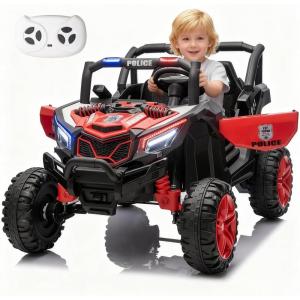 image:imagePOSTACK 24V Kids Ride on Car with Parent Remote Control 4WD OffRoad Police Car Side by Side Toddler Ride on Toy for Girls Boys with LED Police Lights Speaker Music PinkRed