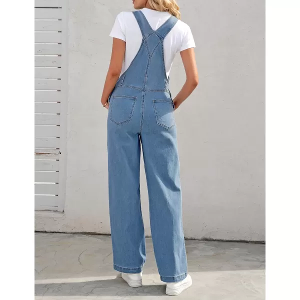 luvamia Overalls Women Loose Fit Denim Bib Baggy Overall Jumpsuit Straight Wide Leg Stretchy Jean Pants FashionA3 Blue Shadow