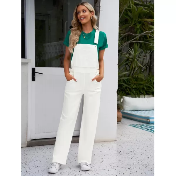 luvamia Overalls Women Loose Fit Denim Bib Baggy Overall Jumpsuit Straight Wide Leg Stretchy Jean Pants FashionA3 Brilliant White