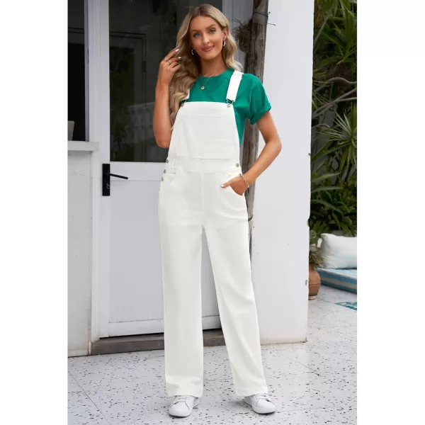 luvamia Overalls Women Loose Fit Denim Bib Baggy Overall Jumpsuit Straight Wide Leg Stretchy Jean Pants FashionA3 Brilliant White