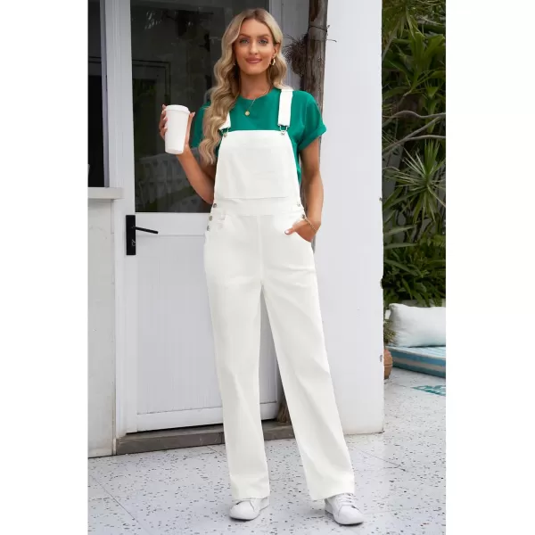 luvamia Overalls Women Loose Fit Denim Bib Baggy Overall Jumpsuit Straight Wide Leg Stretchy Jean Pants FashionA3 Brilliant White