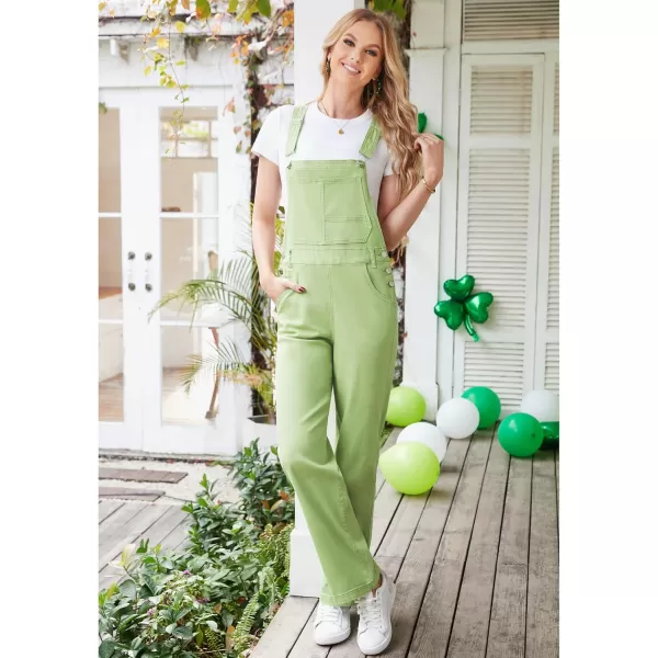 luvamia Overalls Women Loose Fit Denim Bib Baggy Overall Jumpsuit Straight Wide Leg Stretchy Jean Pants FashionA3 Sap Green