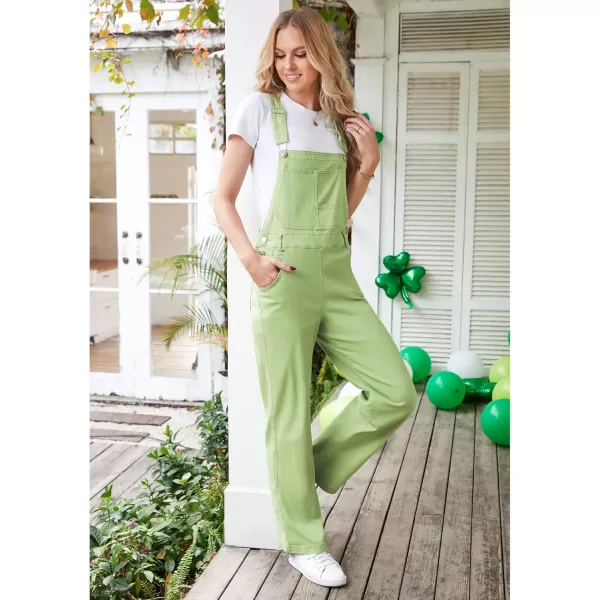 luvamia Overalls Women Loose Fit Denim Bib Baggy Overall Jumpsuit Straight Wide Leg Stretchy Jean Pants FashionA3 Sap Green