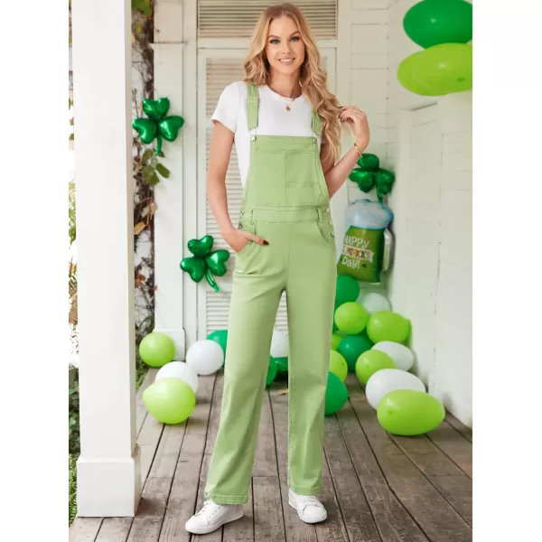 luvamia Overalls Women Loose Fit Denim Bib Baggy Overall Jumpsuit Straight Wide Leg Stretchy Jean Pants FashionA3 Sap Green