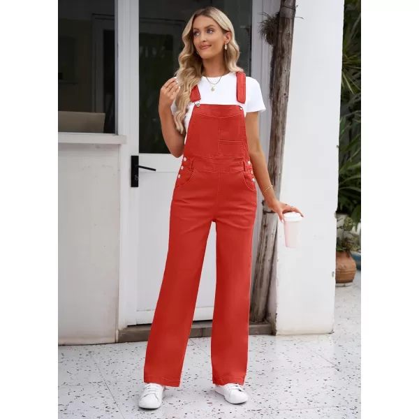 luvamia Overalls Women Loose Fit Denim Bib Baggy Overall Jumpsuit Straight Wide Leg Stretchy Jean Pants FashionA3 Spicy Orange