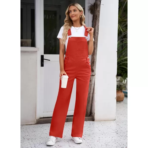 luvamia Overalls Women Loose Fit Denim Bib Baggy Overall Jumpsuit Straight Wide Leg Stretchy Jean Pants FashionA3 Spicy Orange