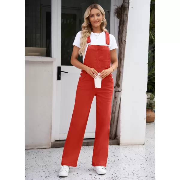 luvamia Overalls Women Loose Fit Denim Bib Baggy Overall Jumpsuit Straight Wide Leg Stretchy Jean Pants FashionA3 Spicy Orange