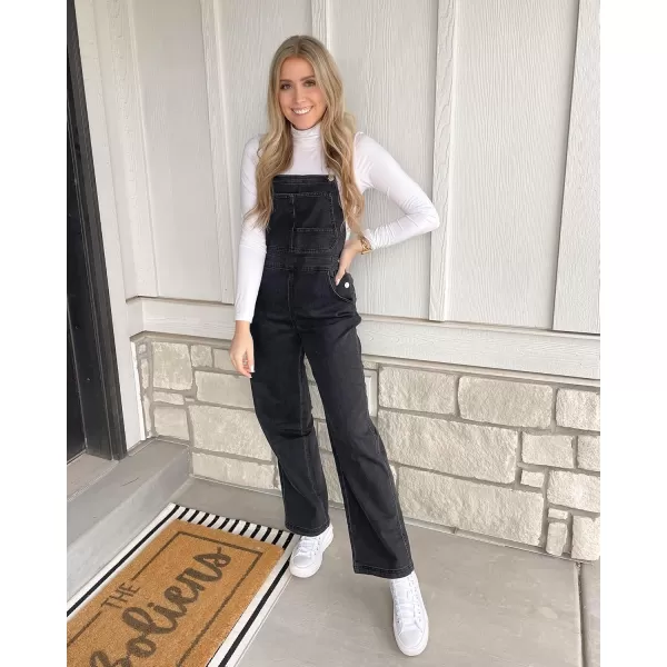 luvamia Overalls Women Loose Fit Denim Bib Baggy Overall Jumpsuit Straight Wide Leg Stretchy Jean Pants FashionBlack