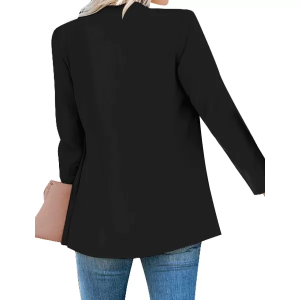 luvamia Womens Casual Long Sleeve Lapel Button Slim Work Office Blazer JacketB Black