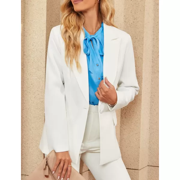 luvamia Womens Casual Long Sleeve Lapel Button Slim Work Office Blazer JacketB Brilliant White