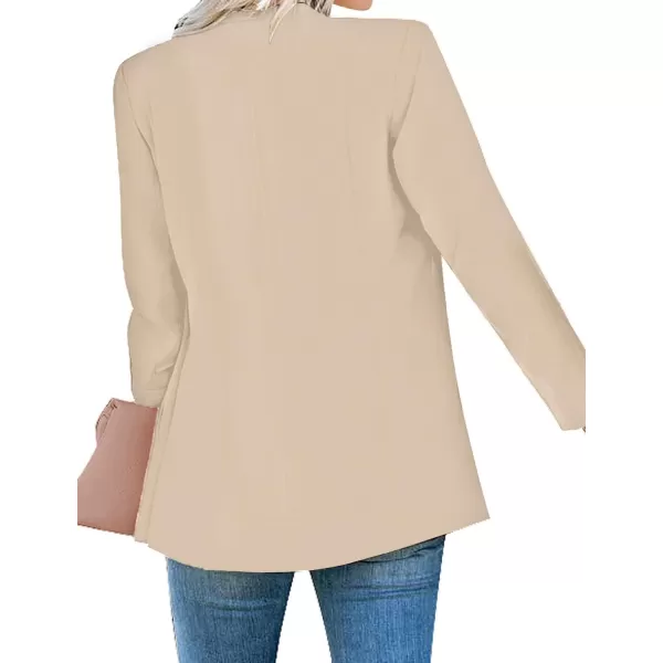 luvamia Womens Casual Long Sleeve Lapel Button Slim Work Office Blazer JacketB Light Beige