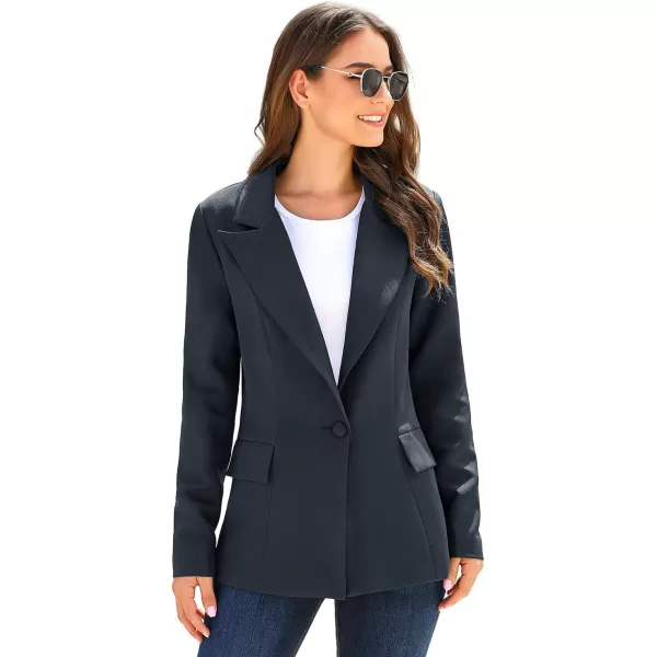 luvamia Womens Casual Long Sleeve Lapel Button Slim Work Office Blazer JacketB Mood Indigo