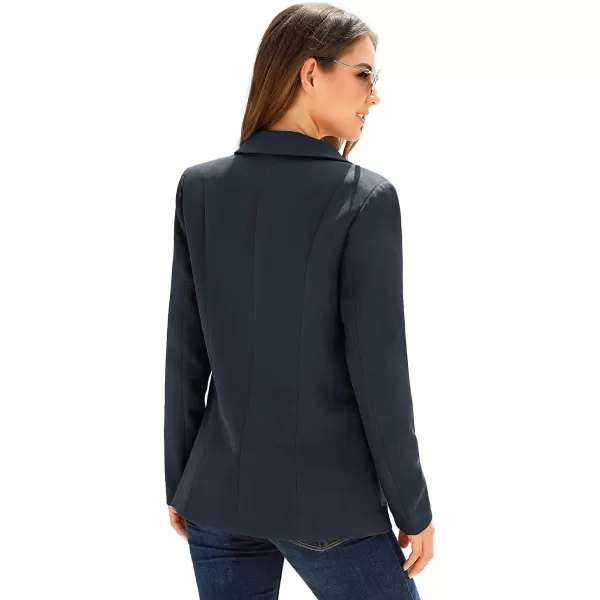 luvamia Womens Casual Long Sleeve Lapel Button Slim Work Office Blazer JacketB Mood Indigo