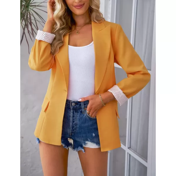 luvamia Womens Casual Long Sleeve Lapel Button Slim Work Office Blazer JacketB Radiant Yellow