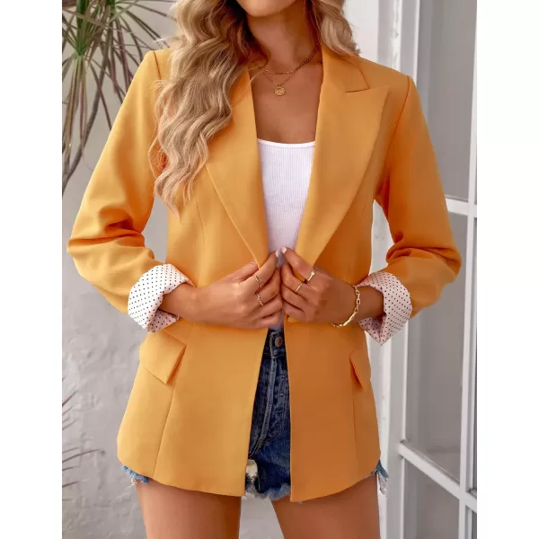 luvamia Womens Casual Long Sleeve Lapel Button Slim Work Office Blazer JacketB Radiant Yellow