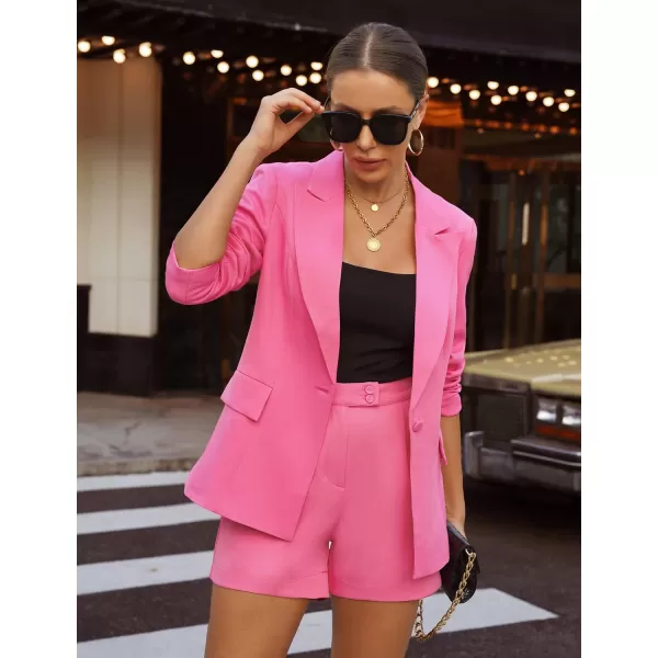 luvamia Womens Casual Long Sleeve Lapel Button Slim Work Office Blazer JacketB Sachet Pink