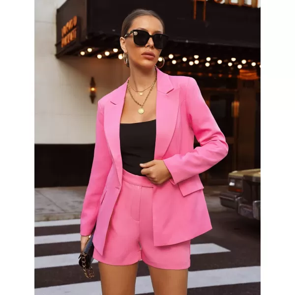 luvamia Womens Casual Long Sleeve Lapel Button Slim Work Office Blazer JacketB Sachet Pink