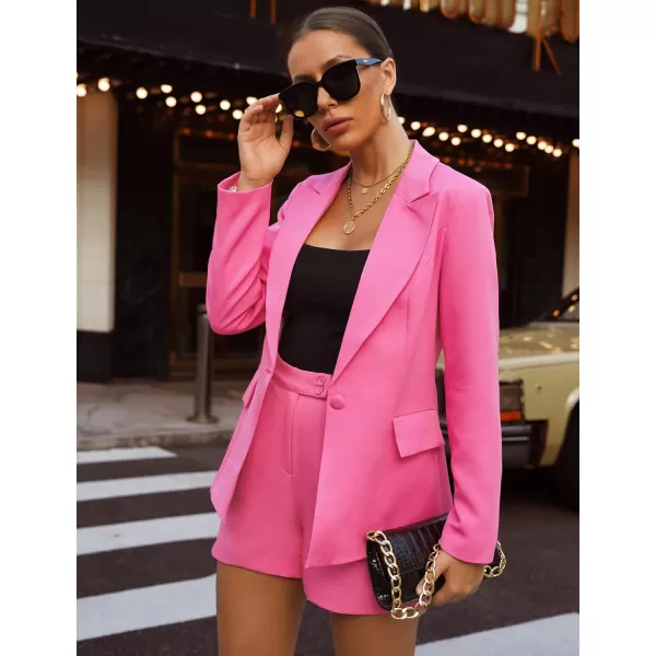 luvamia Womens Casual Long Sleeve Lapel Button Slim Work Office Blazer JacketB Sachet Pink