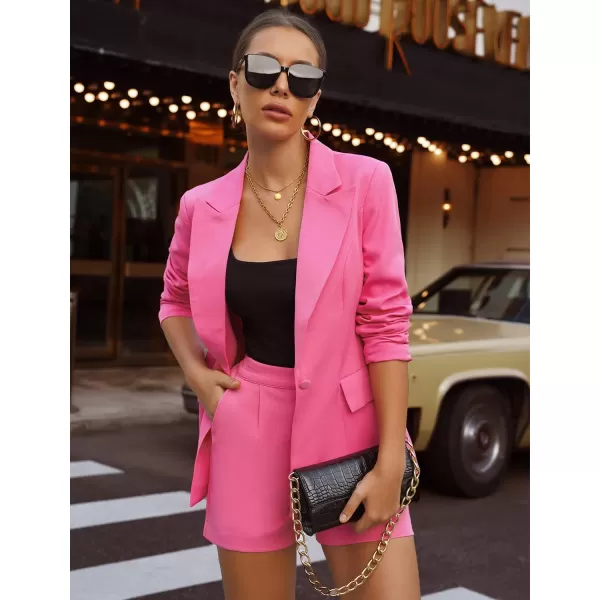 luvamia Womens Casual Long Sleeve Lapel Button Slim Work Office Blazer JacketB Sachet Pink