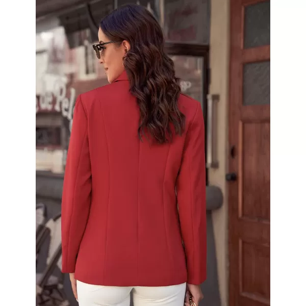 luvamia Womens Casual Long Sleeve Lapel Button Slim Work Office Blazer JacketB True Red