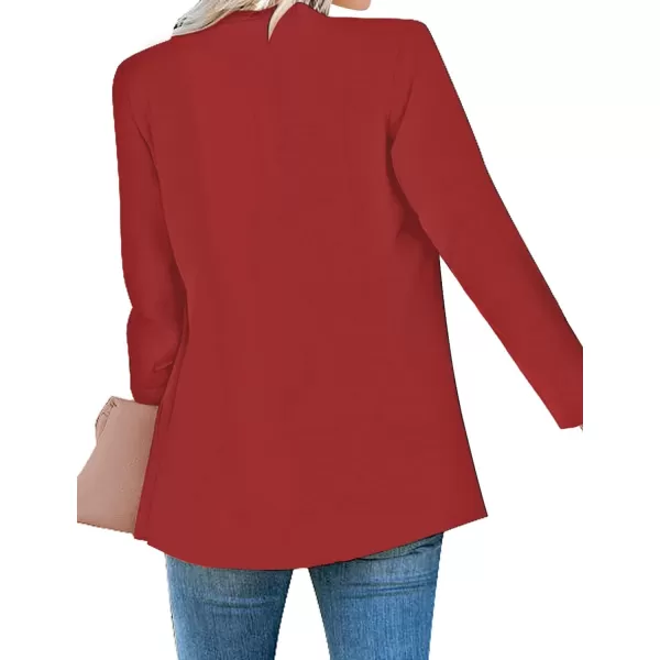 luvamia Womens Casual Long Sleeve Lapel Button Slim Work Office Blazer JacketB True Red