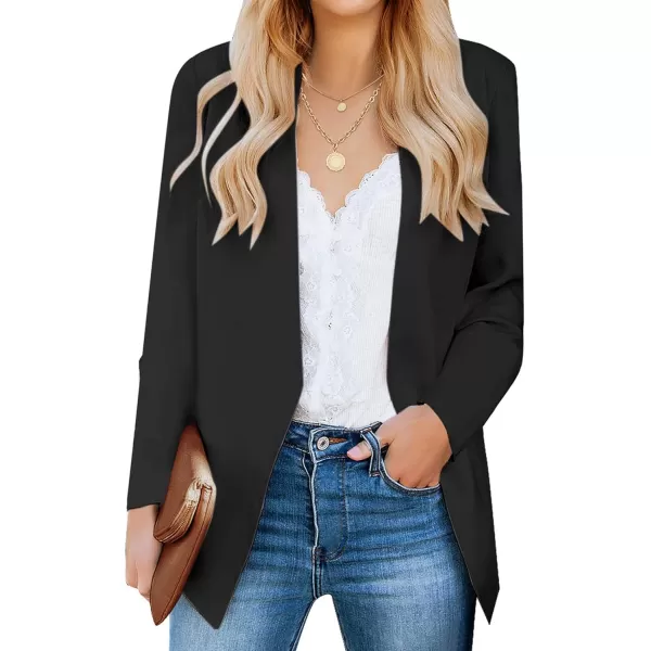 luvamia Womens Casual Long Sleeve Lapel Button Slim Work Office Blazer JacketC Black