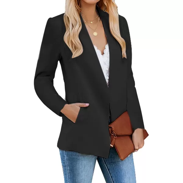 luvamia Womens Casual Long Sleeve Lapel Button Slim Work Office Blazer JacketC Black