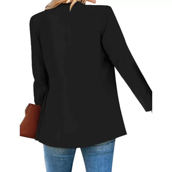 luvamia Womens Casual Long Sleeve Lapel Button Slim Work Office Blazer JacketC Black