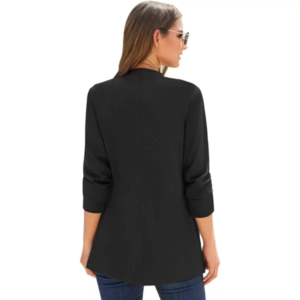 luvamia Womens Casual Long Sleeve Lapel Button Slim Work Office Blazer JacketC Black