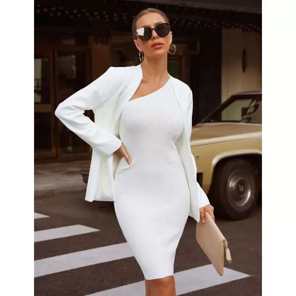 luvamia Womens Casual Long Sleeve Lapel Button Slim Work Office Blazer JacketC Brilliant White